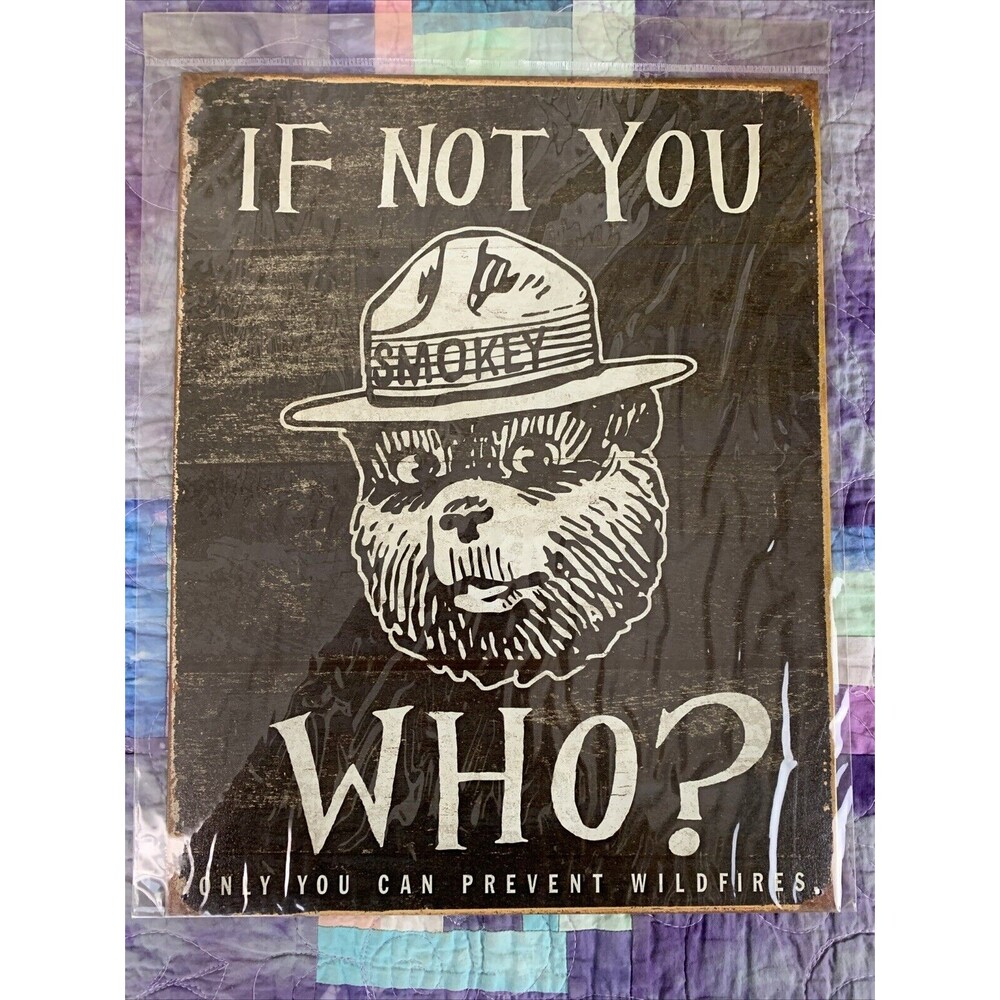 Smokey the Bear Metal Sign Only You Can Prevent Forest Fires 12.5x16 Wall Decor